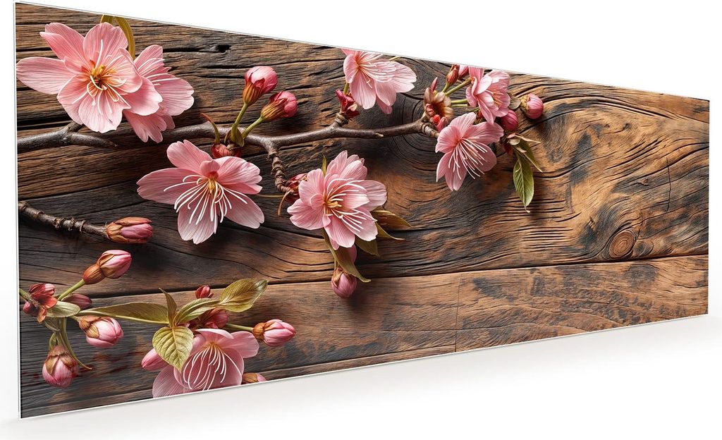 Küchenrückwand Spritzschutz Glas mit Motiv Holzblüten 40 x 40 cm