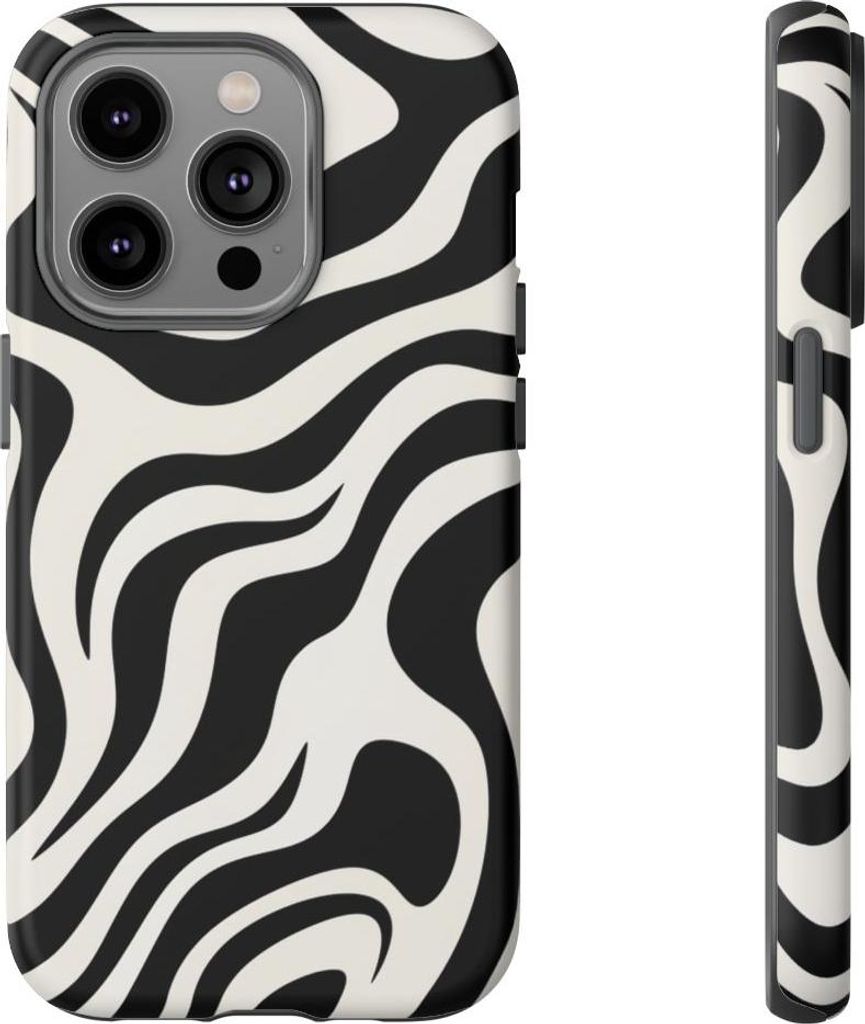 Abstraktes Zebra-Muster in Schwarz-Weiß – Hülle Kompatibel mit iPhone 14 Pro