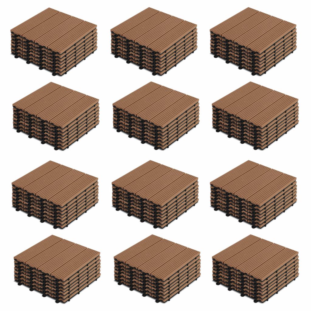 96 klickbare Terrassenplatten aus Verbundholz Braun - Oviala Padang