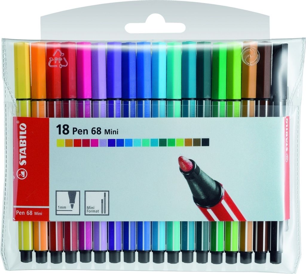 Fasermaler Pen 68 Mini Kunststoffetui mit 18 Stiften Packung mit 10 Stück