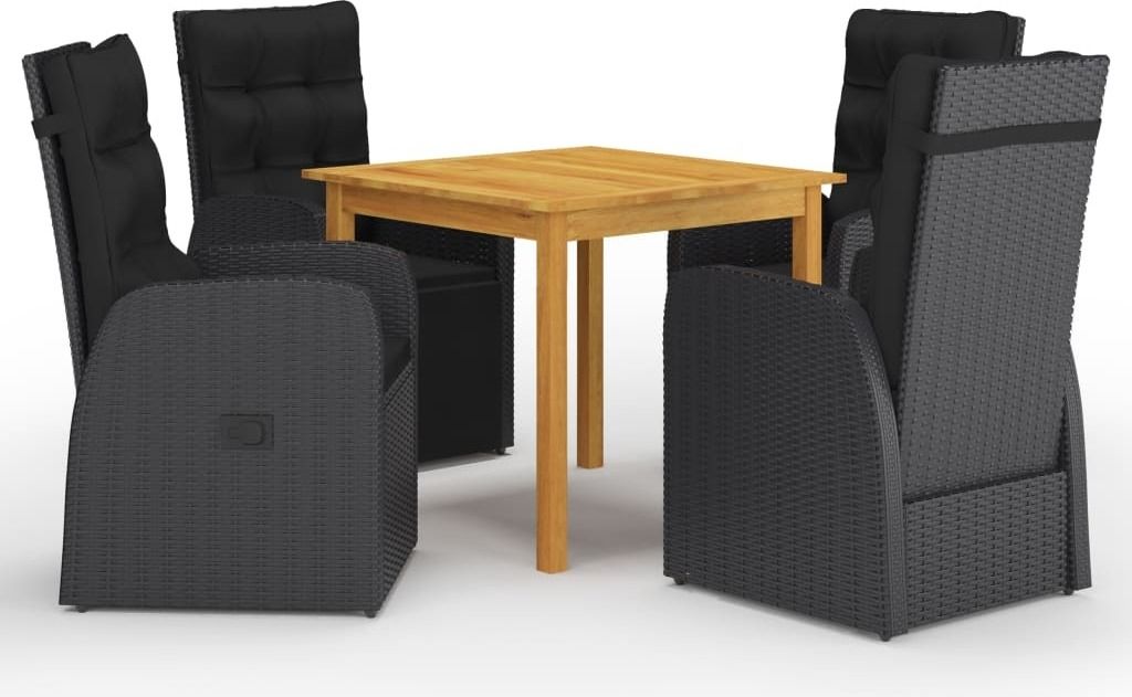 Maison Exclusive - 5-tlg. Garten-Essgruppe Schwarz