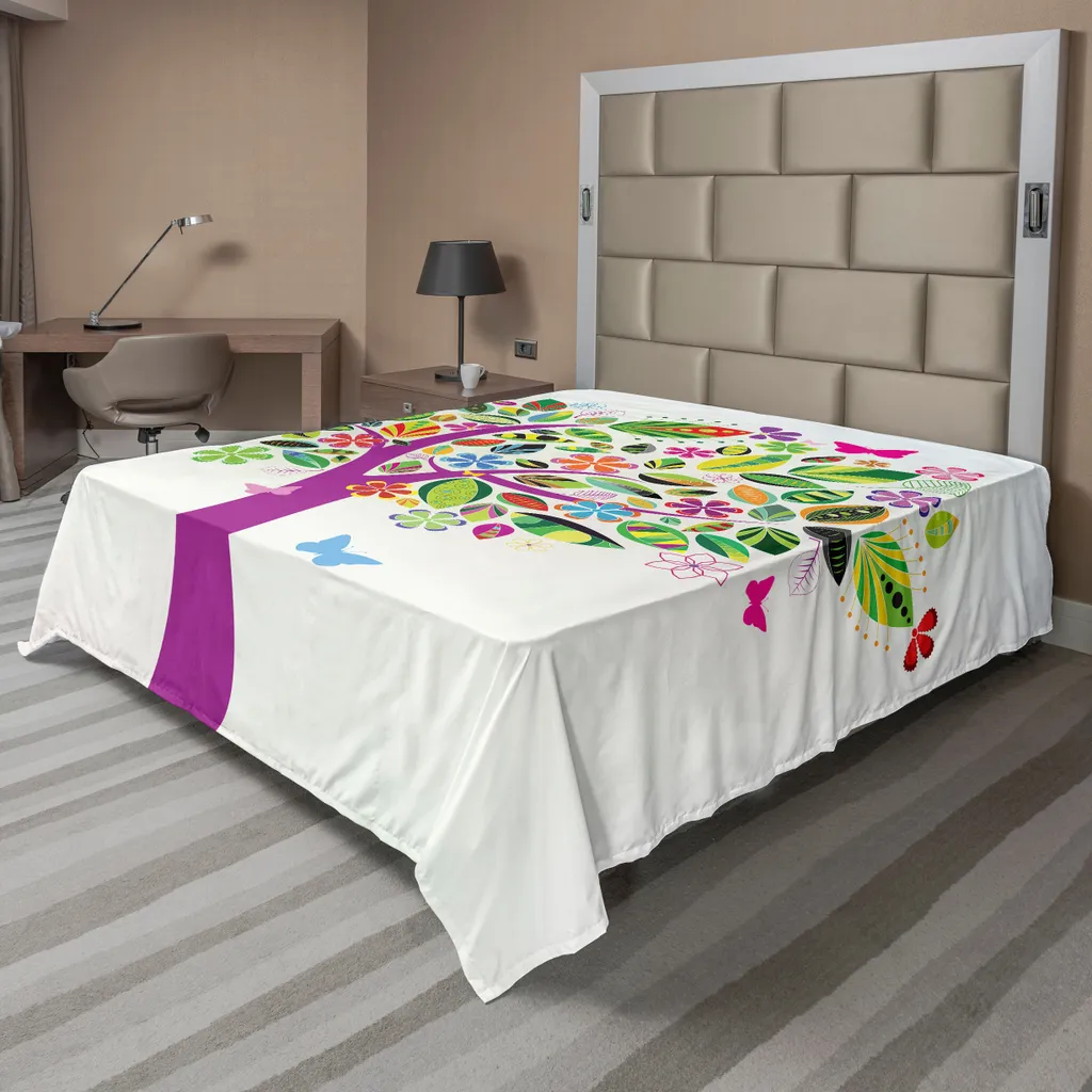 Drap de lit Arbre de Vie anti-ternissement, textile doux 275x260 cm frais