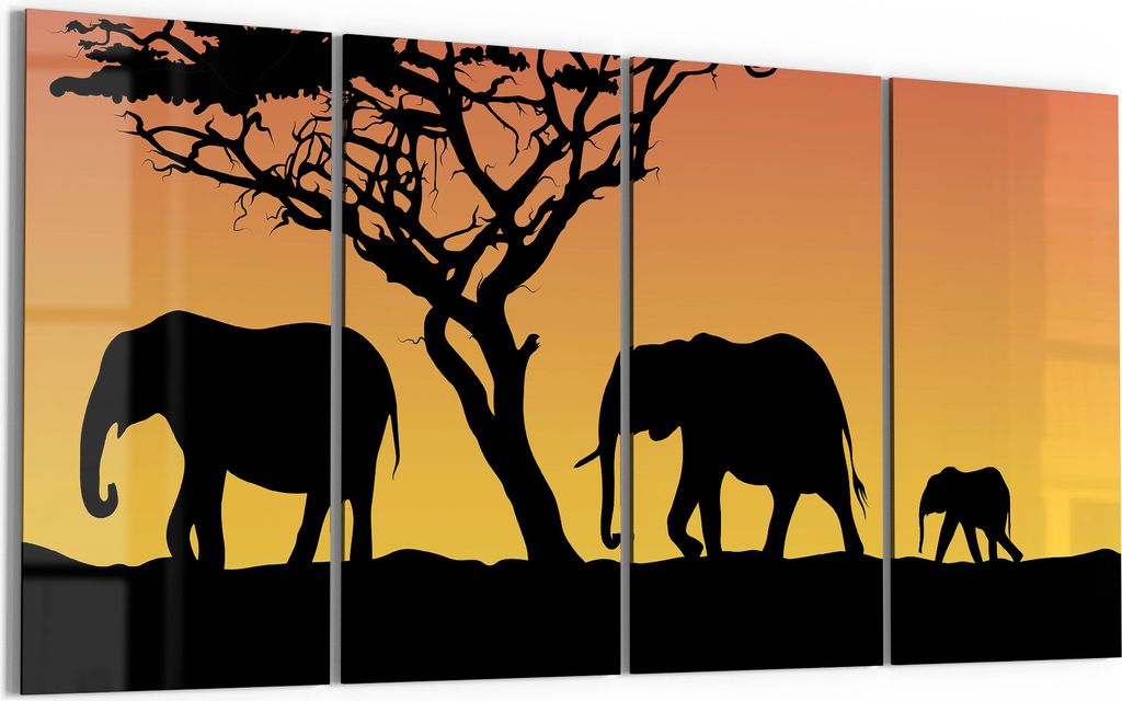 DEQORI Glasbild Echtglas 4x30x60 cm 'Afrikanischer Abend' Wandbilder XXL groß