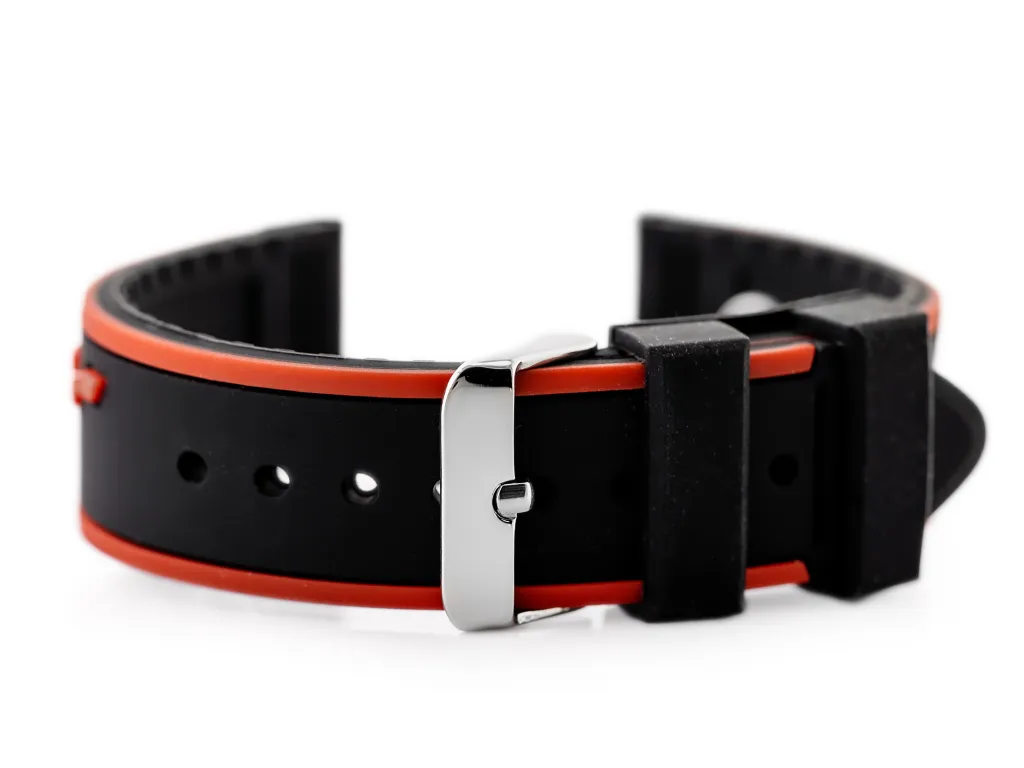 Bracelet de montre en caoutchouc pour U06 - Noir et Bourgogne - 20mm