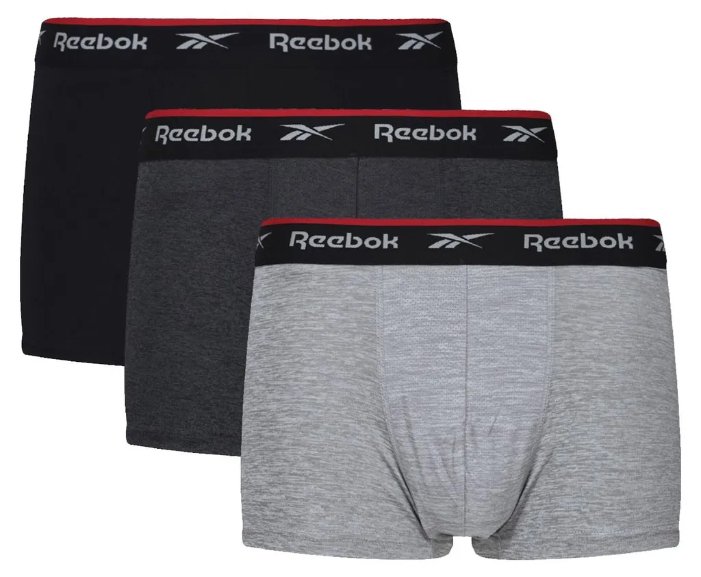 Boxer Homme Reebok Redgrave Lot de 3 Stretch et Respirant XL Noir et Gris