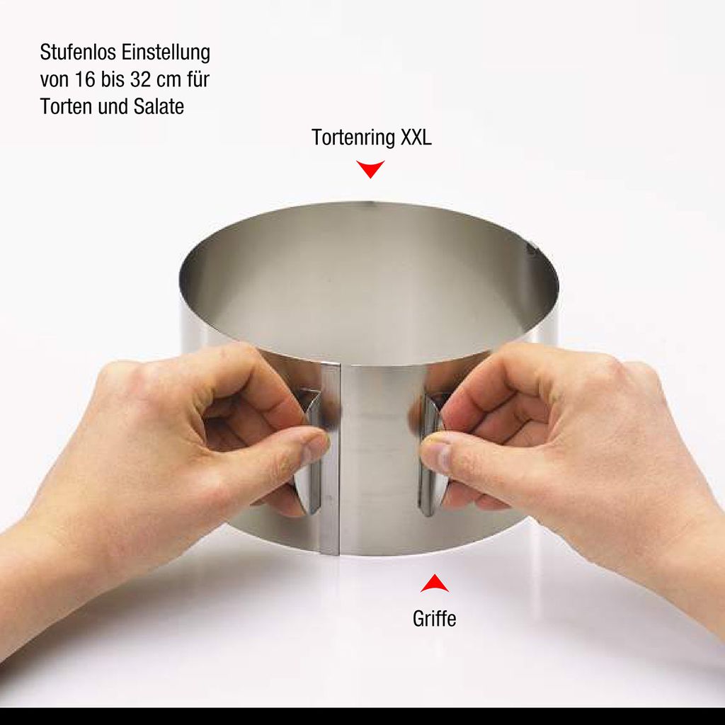 Tortenring TONDO XXL mit Verstellgriffen, H 10 cm Produktbild 