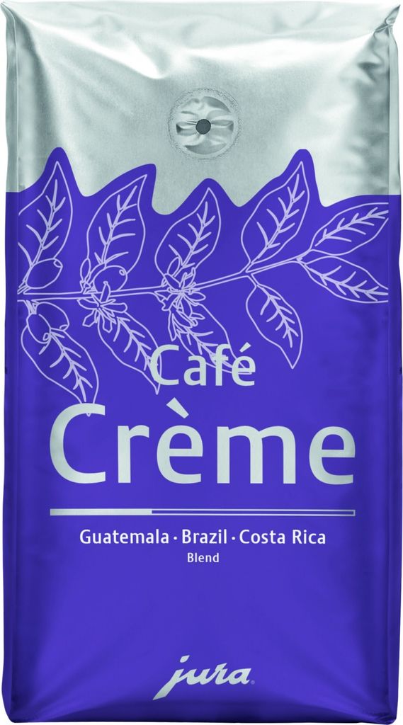 A bag of Jura Cafe Crema Blend coffee beans.