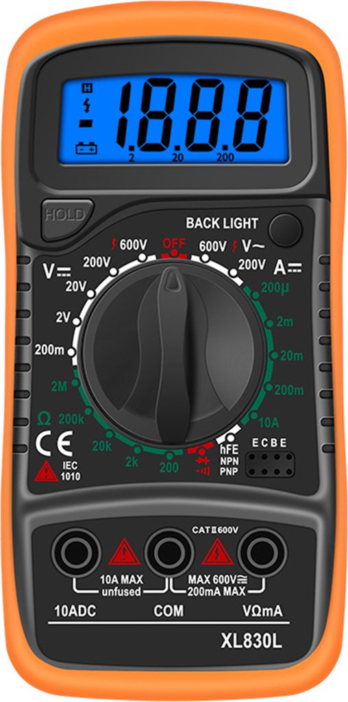 Multimetr cyfrowy XL830L, podświetlany wyświetlacz LCD, Zdjęcie produktu 