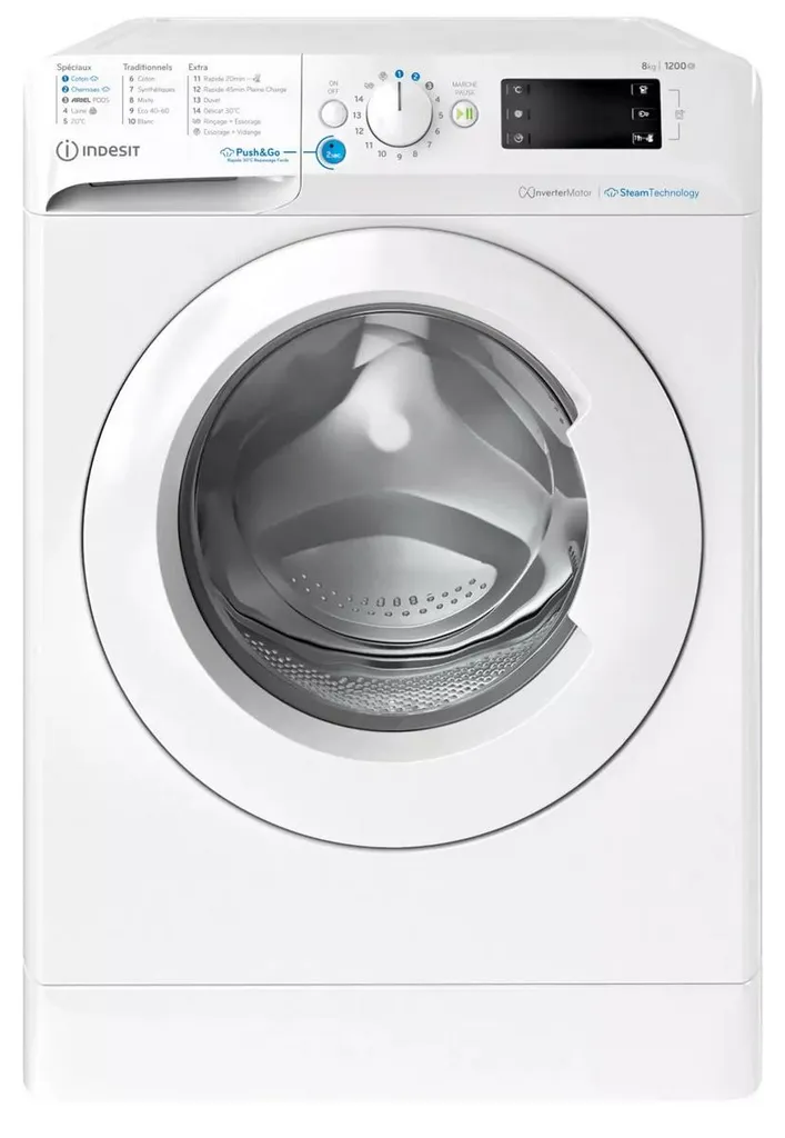 Lave-linge 8kg Indesit BWE8127XWVFR Spécial Famille avec Cycle Rapide