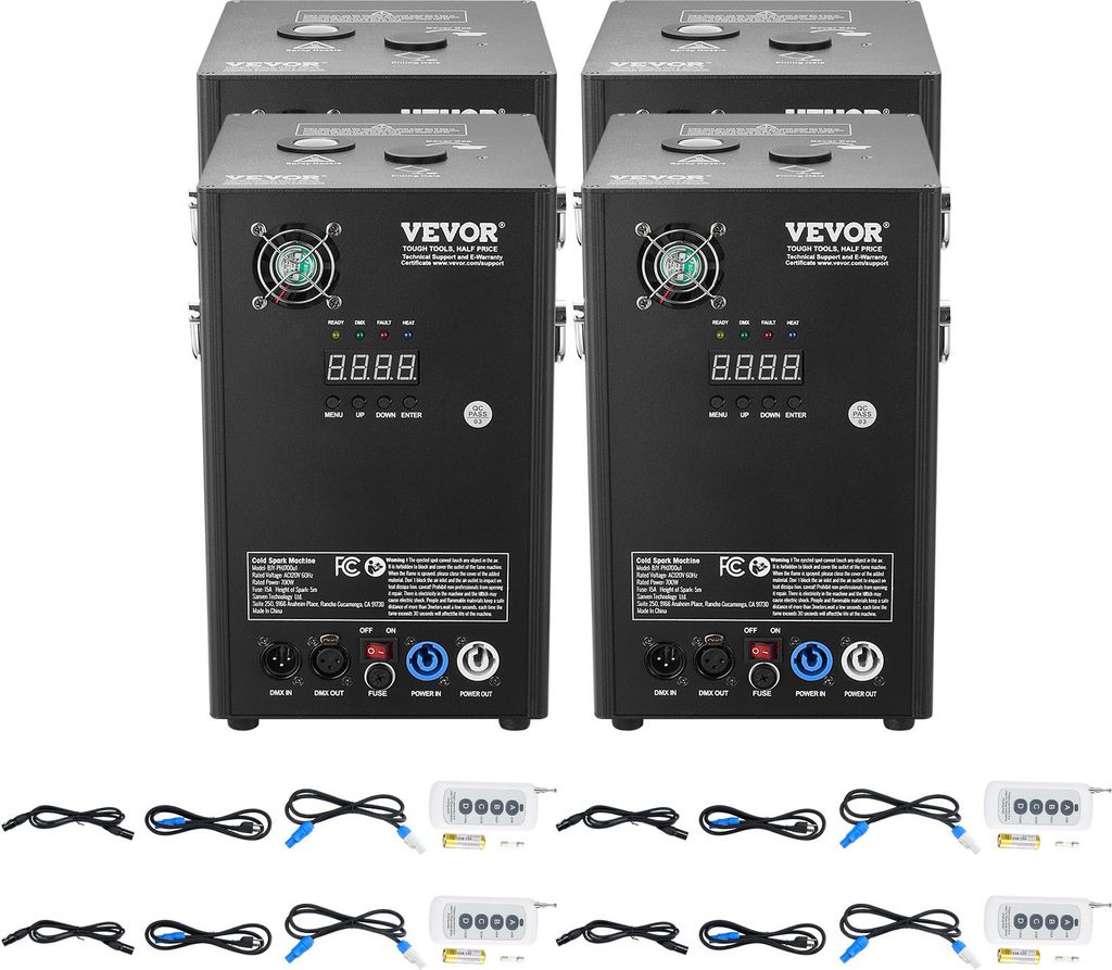 VEVOR 4x Funkenmaschine 700 W Pyrotechnikmaschine Aluminiumlegierung Feuerwerksmaschine DMX Controller Einstellbar 2–5m Cold Spark Machine 7 min ...