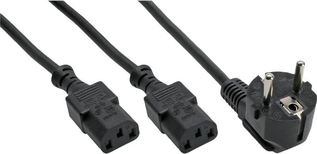 InLine® 16657E Netz-Y-Kabel, 1x Schutzkontaktstecker zu 2x Image du produit 