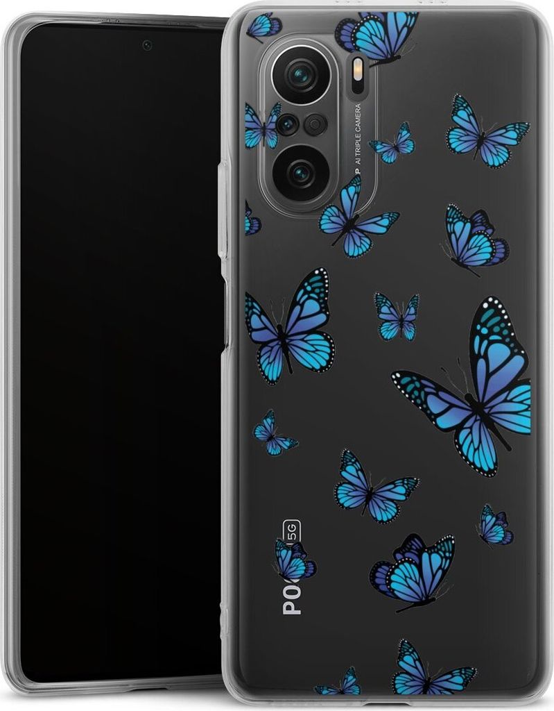 DeinDesign Handyhülle für Xiaomi Poco F3 Silikon Hülle Case Smartphone Schutzhülle Muster Schmetterling transparent