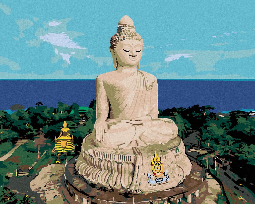 Zuty - Malen nach Zahlen - BUDDHA UND DER OZEAN, 40x50 cm, mit Keilrahmen (bereits gespannt)