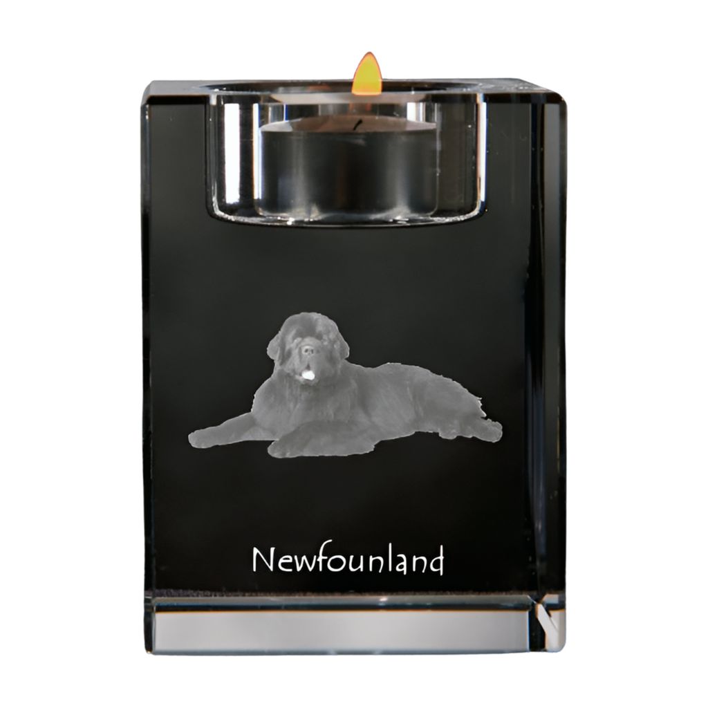 Neufundländer, Newfoundland - Kerzenhalter mit Hundefoto, Teelichthalter aus Kristall, personalisiertes Geschenk der Marke Art-Dog