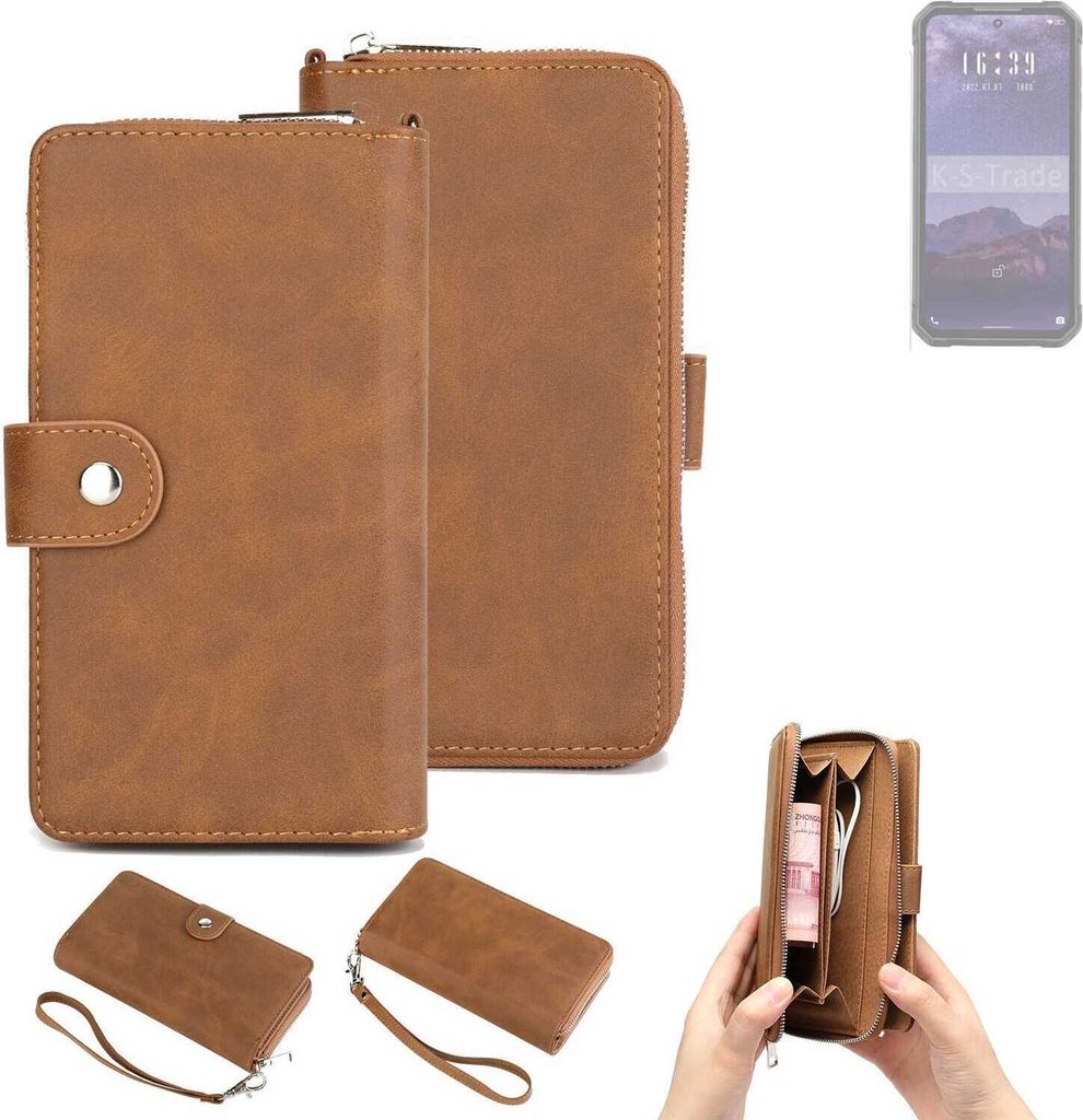 K-S-Trade Handyhülle Schutzhülle kompatibel mit iiiF150 B1 Pro Plus & Portemonnee Tasche Handytasche Case Etui Geldbörse Wallet braun (1x)