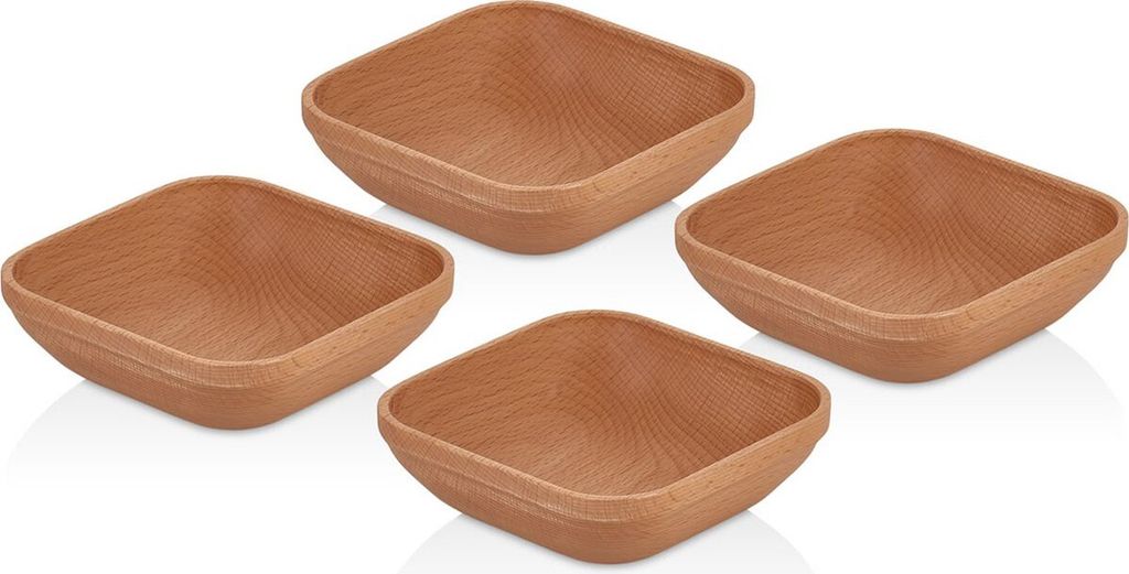 Joy Kitchen Holz Aperitif Servierbrett Schalen 4er Set | Küchenzubehör | Serviergeschirr | Holztabletts | Tapasschalen-Set | Holzschalen | Ser...