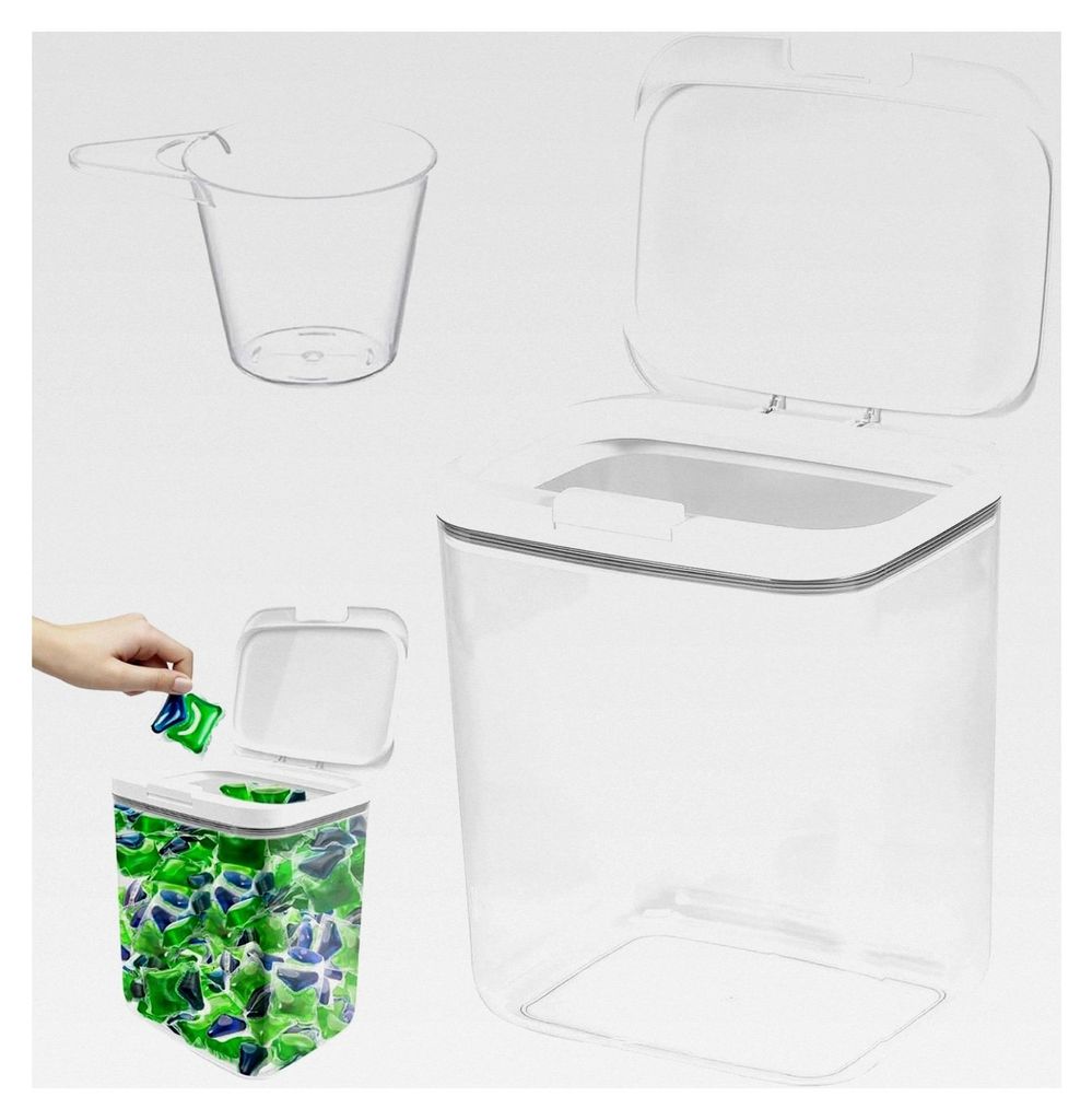 Waschmittel Aufbewahrungsbox, 5,5L mit Deckel, luftdichtem Waschpulverbehälter, für Badezimmer und Toilette