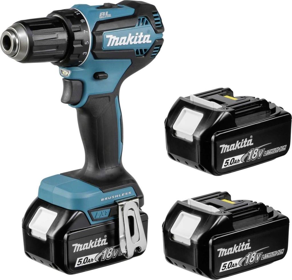 Makita DDF485RTJ3, Pištoľová vŕtačka, Rýchloupínanie, Obrázok produktu 