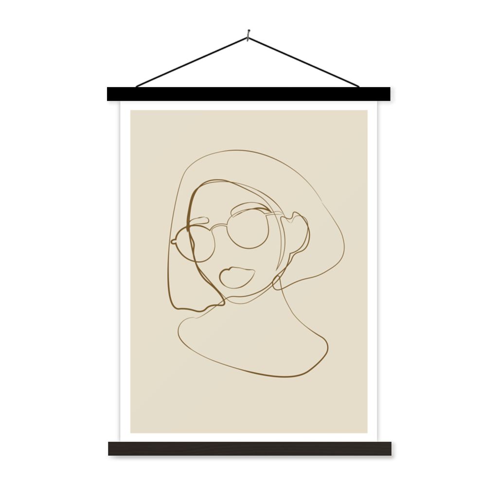 MuchoWow Textilposter Frau - Linienkunst - Minimalismus 40x53 cm mit schwarzem Rahmen - Abbildung