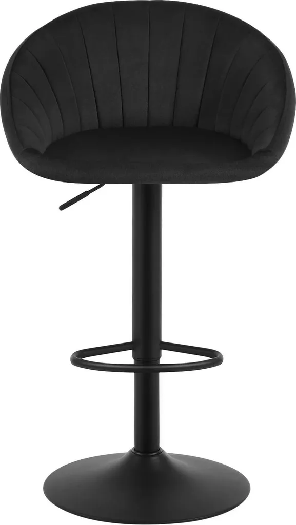 Tabouret de cuisine pivotant en velours noir et pied métal design