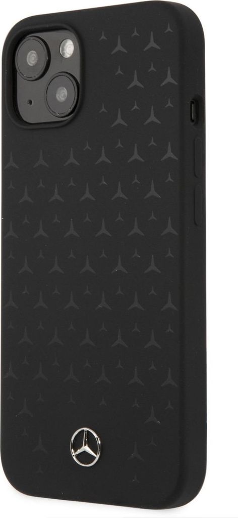 Mercedes-Benz iPhone 13 Mini Hardcase Backcover - Real Leather - Stars Pattern - Black
