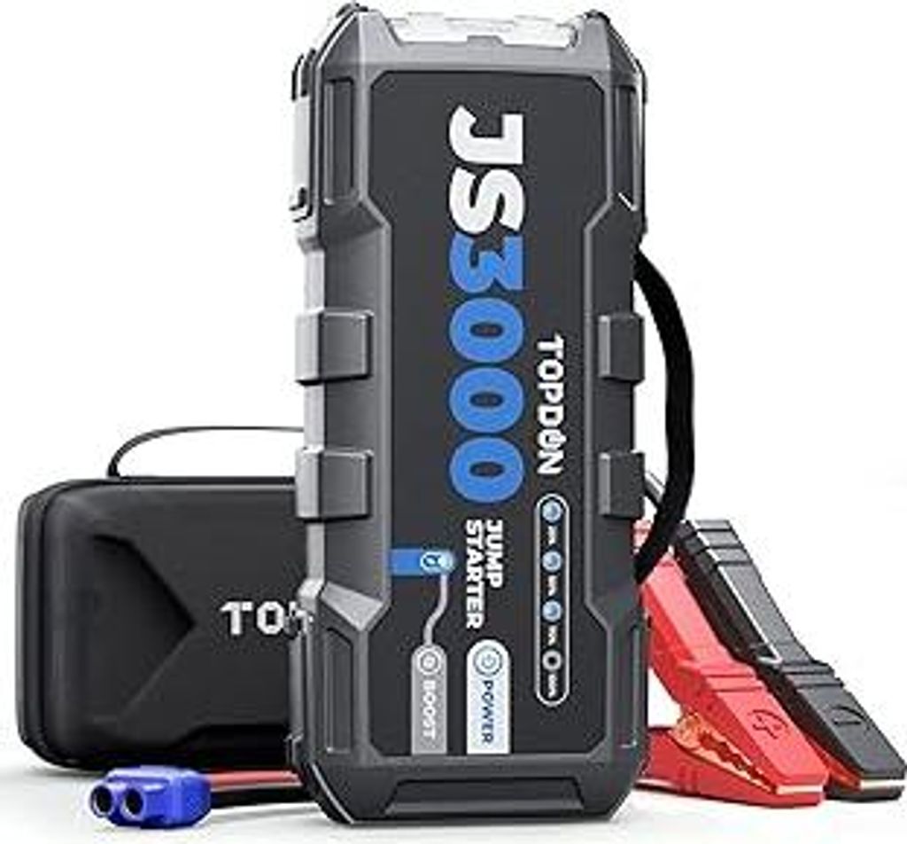 TOPDON JS3000 Starthilfe Powerbank, Jump Starter Auto Batterie Booster für bis zu 9L Benzin&7L Dieselmotoren, Auto Starter Powerpack PKW/Kfz mit S...