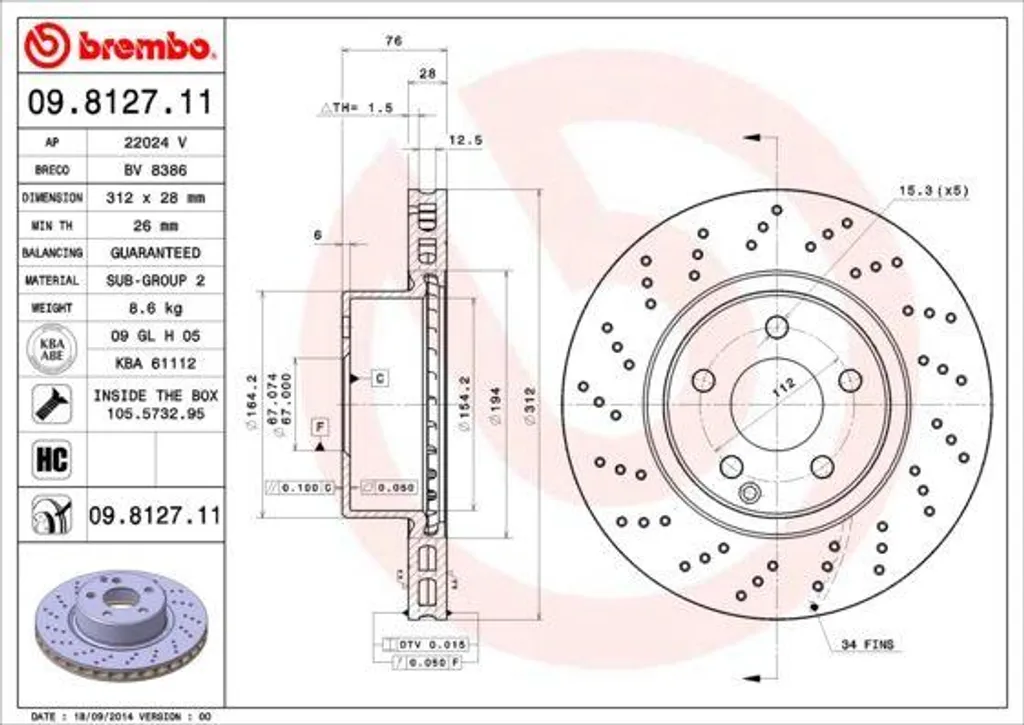 Équipez votre Mercedes Classe S W220 avec le disque de frein Brembo 09.8127.11