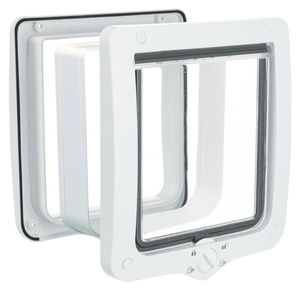 TRIXIE 4-Wege Freilauftür XXL mit Tunnel - weiß - 24 × 28 Produktbild 