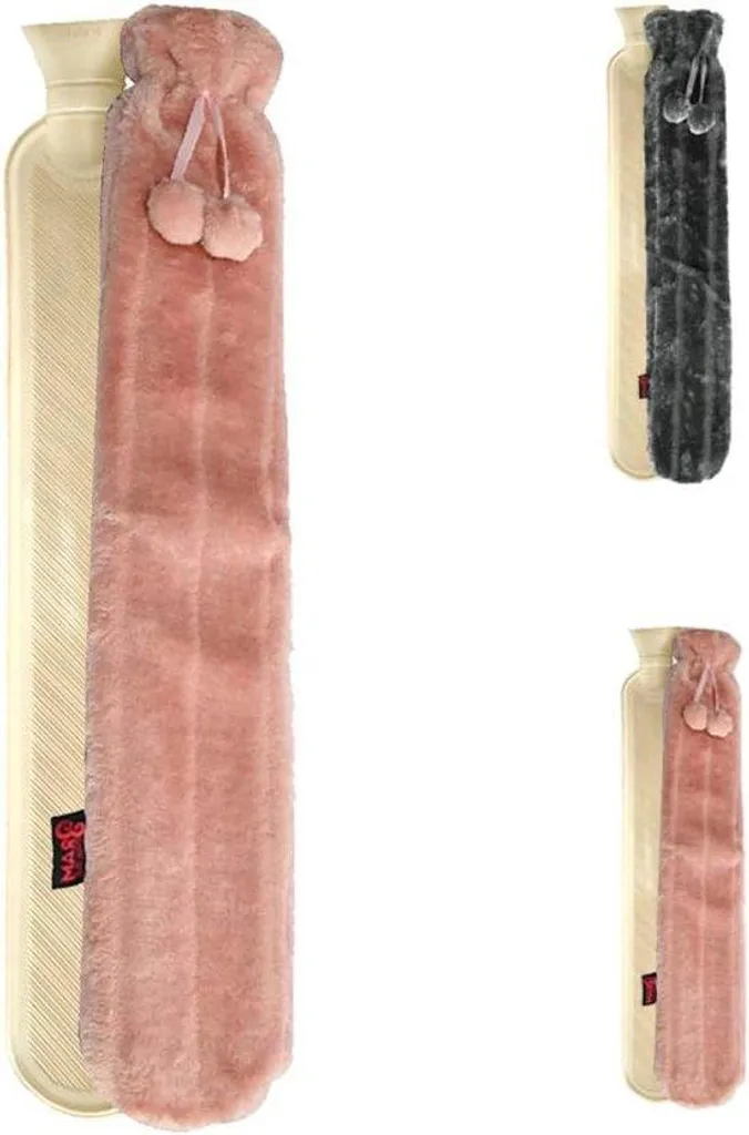 Bouillotte géante 72 cm contre le froid, housse violette et rose douce