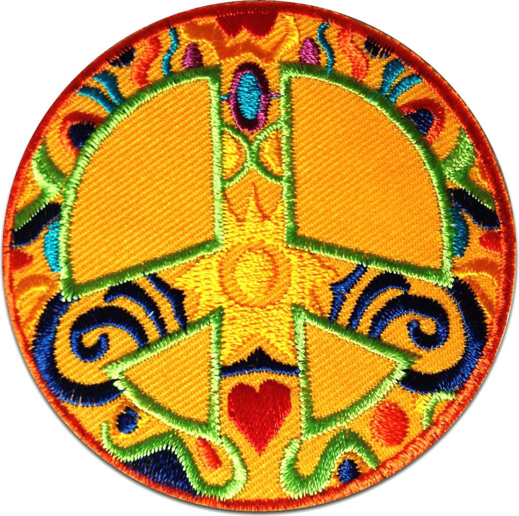 Peace Frieden - Aufnäher, Bügelbild, Aufbügler, Applikationen, Patches, Flicken, Zum Aufbügeln, Größe: 7,5 cm