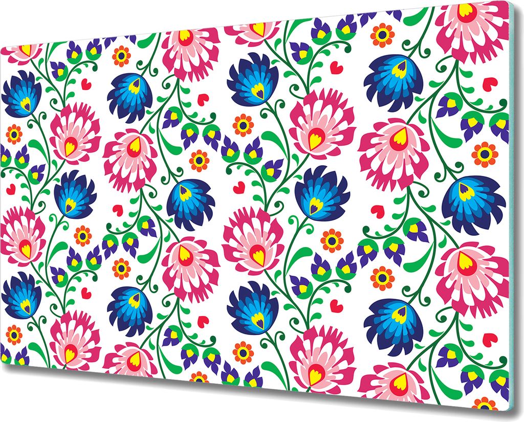 Glas-Herdabdeckplatte Glaskeramikkochfeld-Abdeckung Spritzschutz - 80x52 cm - Volkspolnisch Bunte