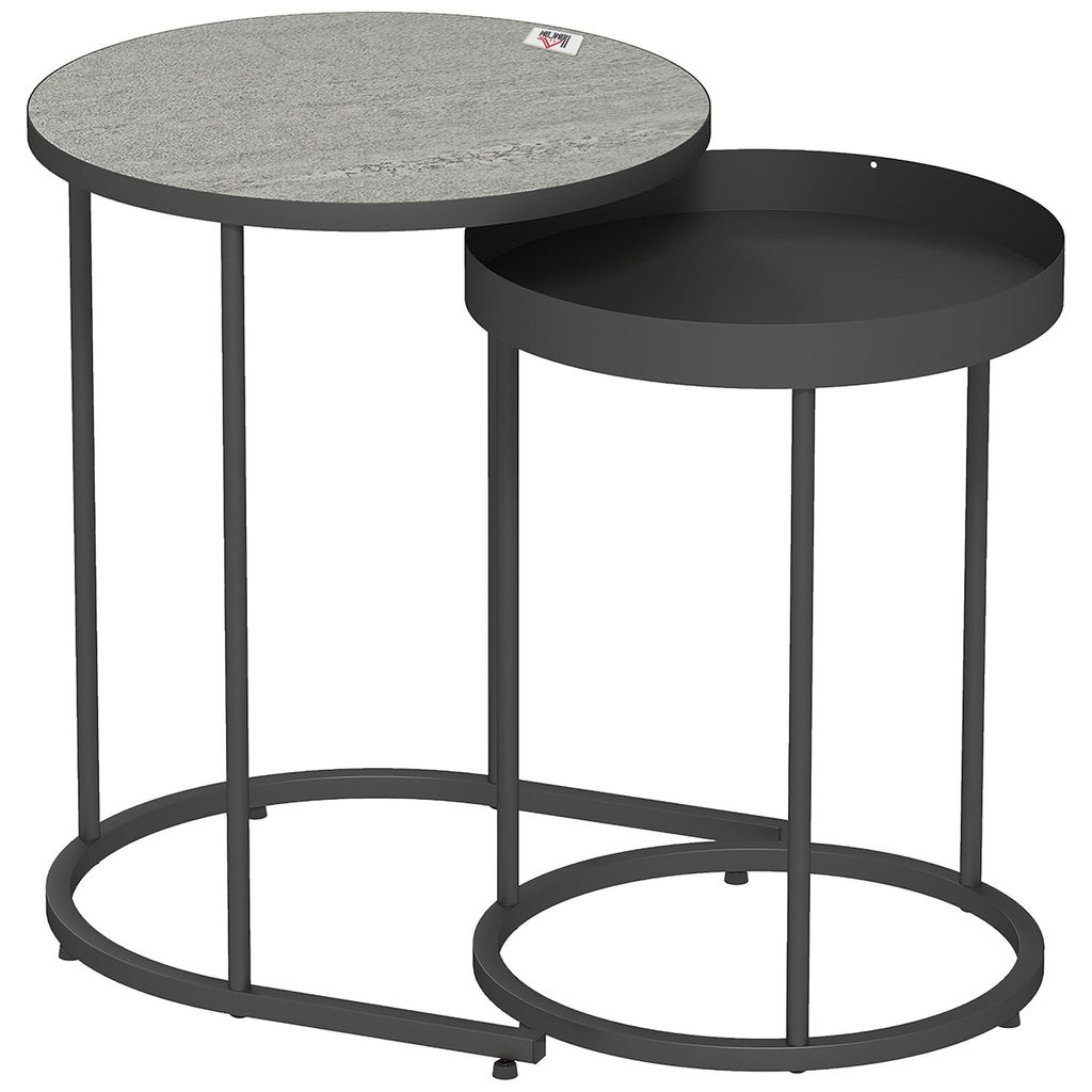 Beistelltisch-Set, Metalltablett-Design, Grau