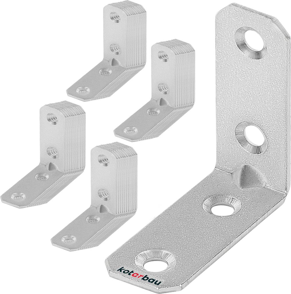 KOTARBAU 50er Set Winkelverbinder 40 x 40 x 16 x 2 mm mit Sicke Stahl Bauwinkel Montagelöcher Möbelverbinder Verzinkt Schwerlast Holzverbinder ...