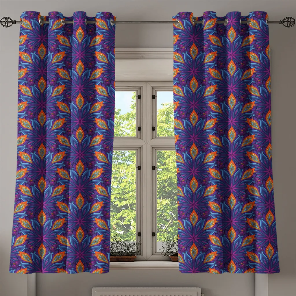 ABAKUHAUS Tenda con occhielli geometrica, quadrati incastrati Design geometrico contemporaneo Stampa simmetrica a piastrelle, tende decorative