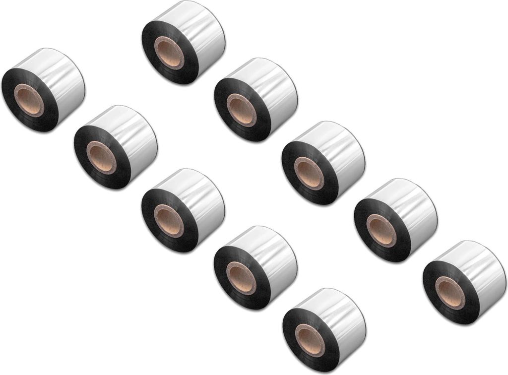 vhbw 10x Thermotransfer-Band kompatibel mit Bixolon Samsung SLP-TX403 Drucker Etikettendrucker, Wischfest, 40 mm x 300 m, Wachs Harz Schwarz