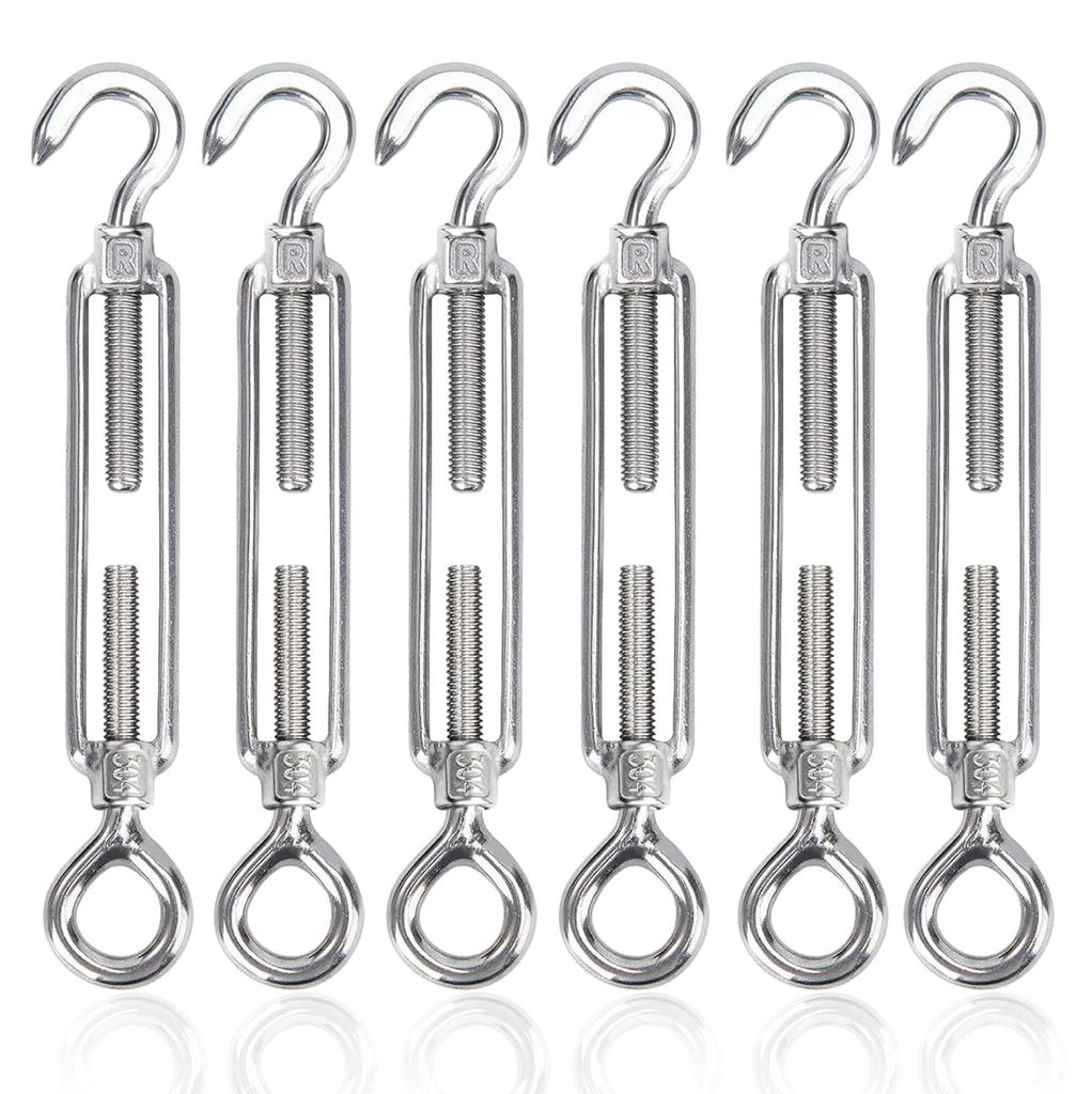 Spannschloss, Kabelspanner, Edelstahl 304, Kabelspanner, Spannschlösser mit Haken und Öse, verstellbare Kabelspanner für Markisen, Rankgitter, G...
