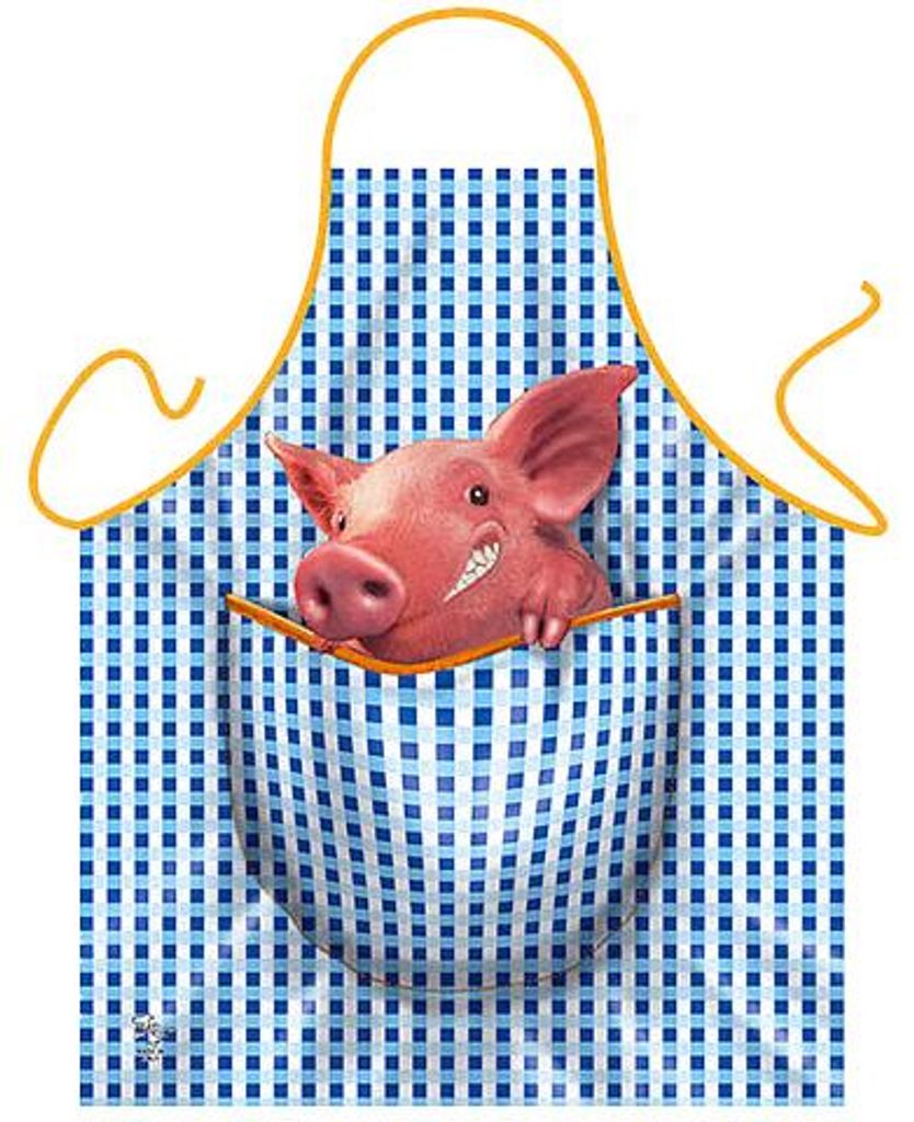Grembiule da cucina Happy Pig blu Immagine del prodotto 