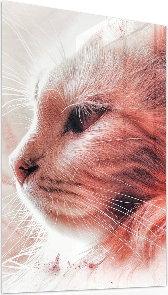 Glasbild 40x60cm in XXL für Wohnzimmer, Schlafzimmer Motiv Katze Profil Rouge