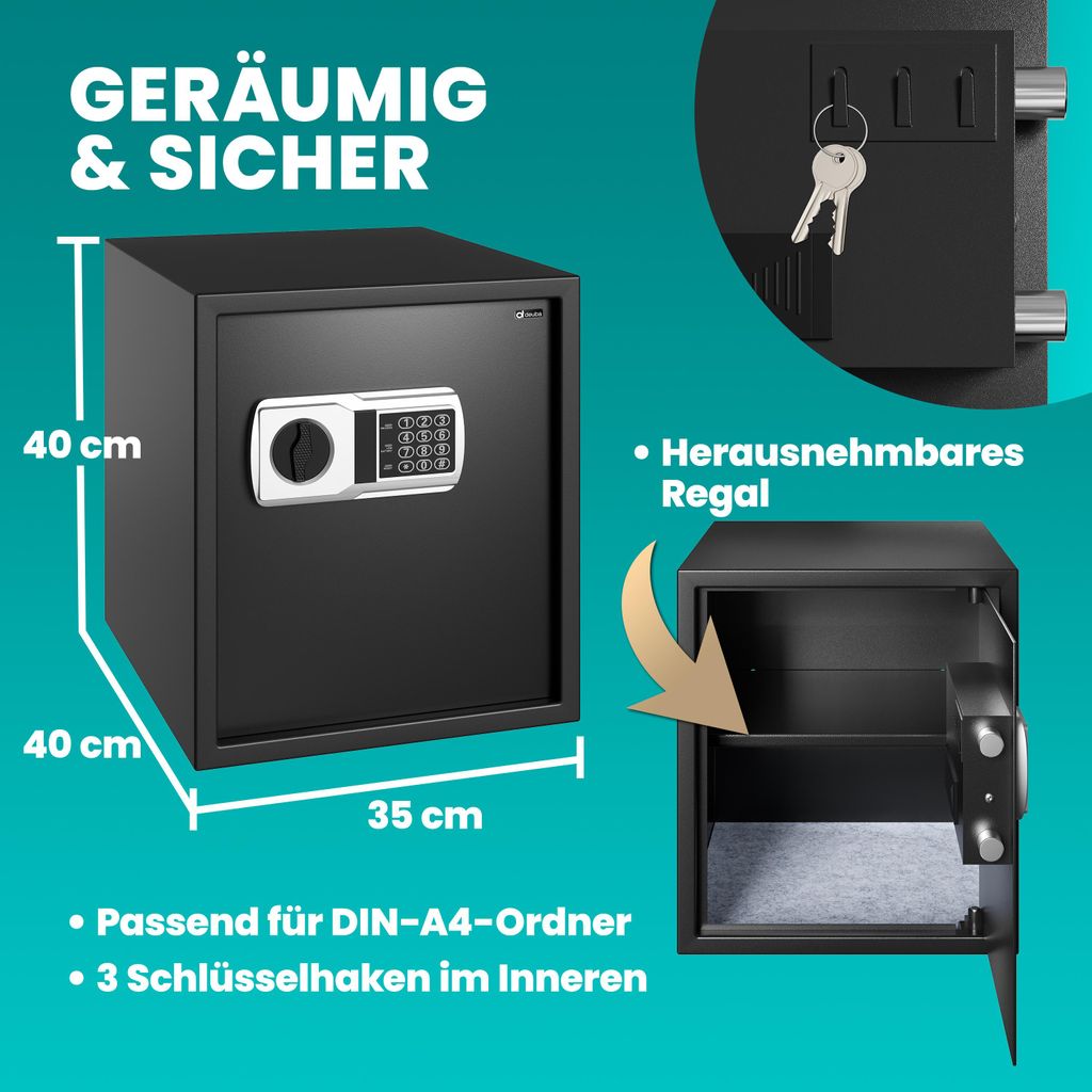 DEUBA® XXL elektr. Tresor 35x40x40cm Schwarz