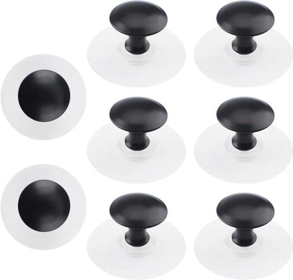 Bouton de tiroir pour vitrine sans perçage noir inox 25 mm lot de 8