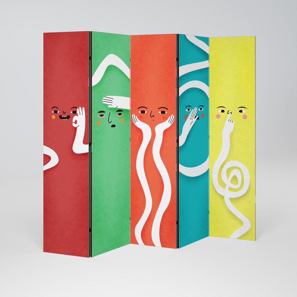 SpaceRebels Paravent Raumteiler - 5-teilig Raumtrenner, Druck 2-Seite - Raumtrenner - Trennwand Wohnung - Room Divider - Spanische Wand Deko Modern...