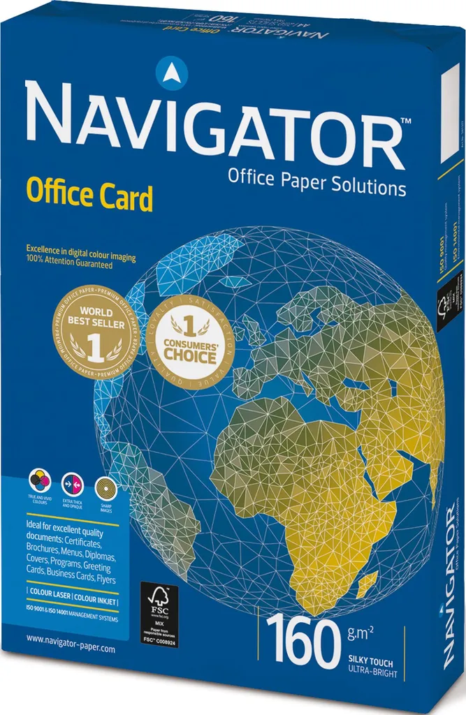 Risma Navigator N16A4 A4 160g - 250 Fogli Bianchi per Ufficio Premium