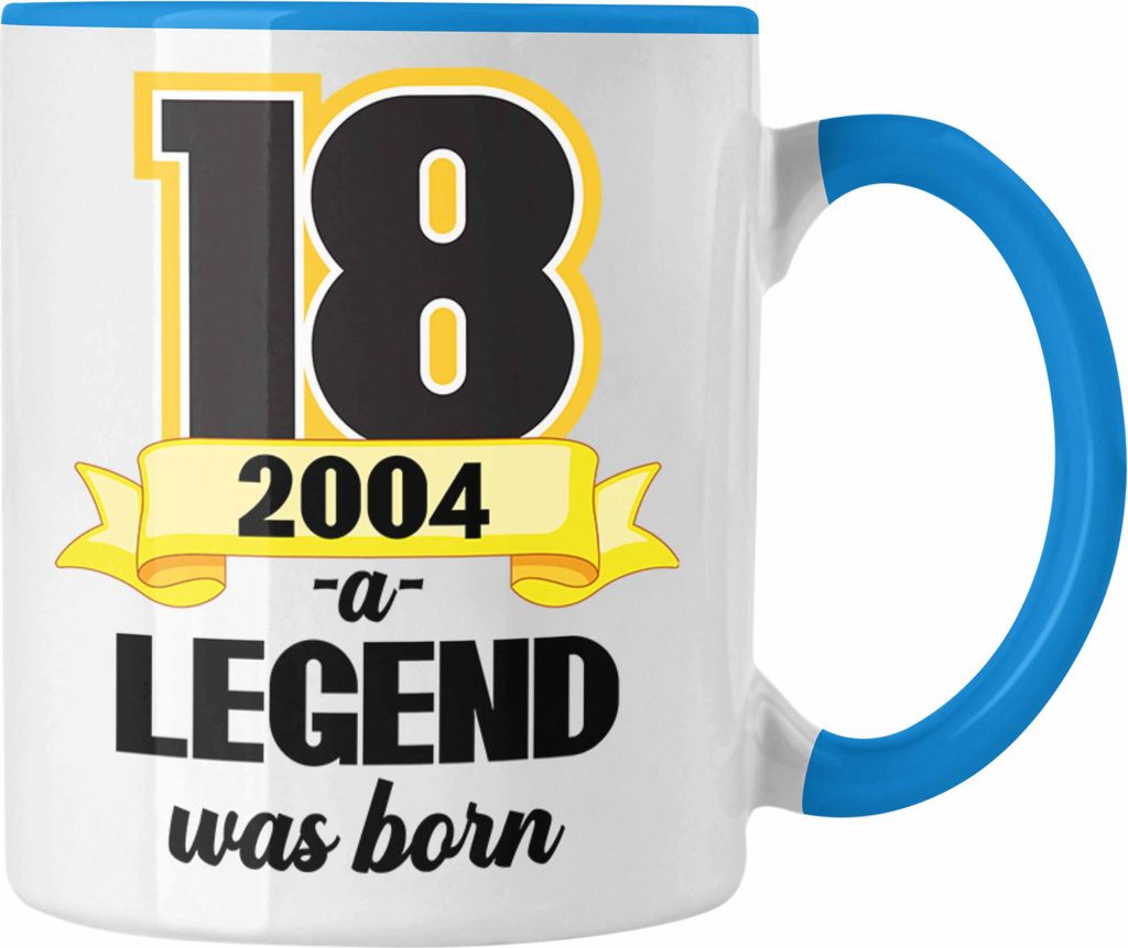 Trendation - 18. Geburtstag Tasse Geschenk Mädchen Jungen Geschenkidee Lustig Spruch 18 Geschenke Geschenkideen zum 18 Bday 18er (Blau)