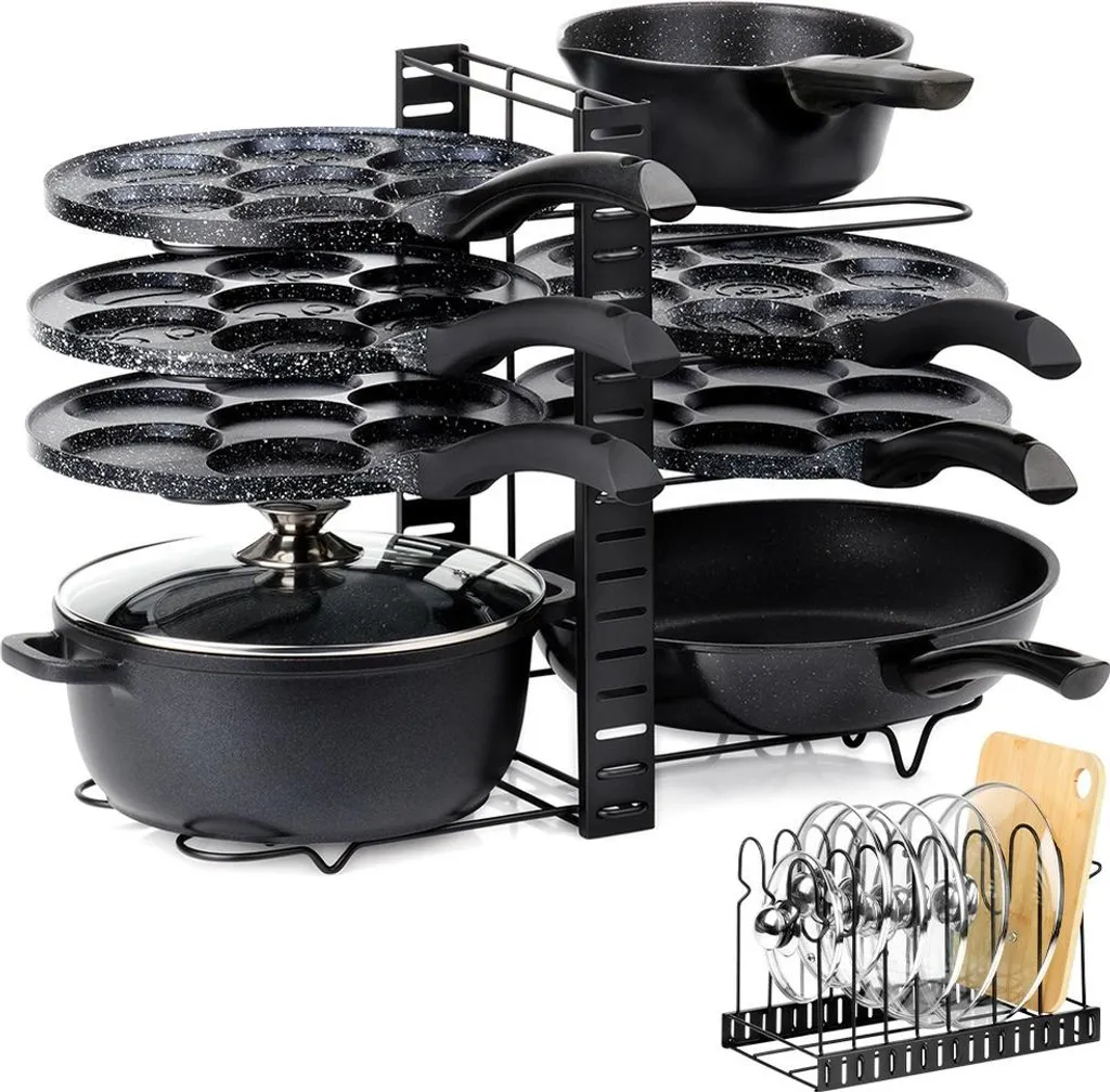 Organisateur de casseroles extensible avec 10 séparateurs réglables