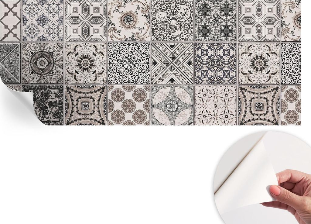 Selbstklebende Wandtapete - Dekorative Tapete für Wohnzimmer - Klebefolie für Wandbilder - Tapetenfolie für Wanddekoration - 208x146 cm - Fliese...