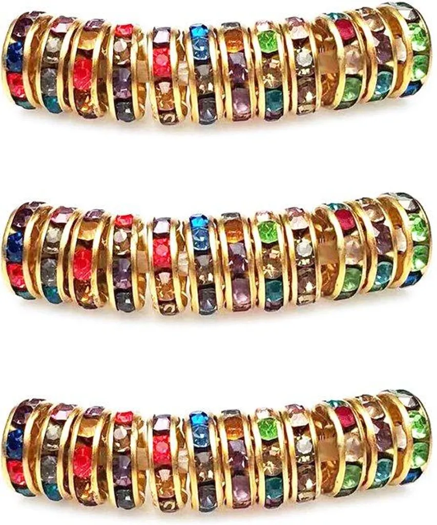 Perles de strass pour création bracelet et collier, 10 mm dorées DIY