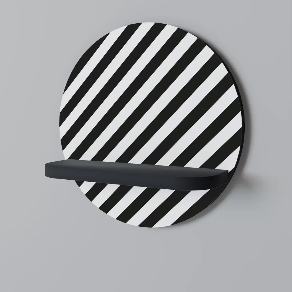 Étagère ronde noire pour plantes et cadres photo, déco murale élégante