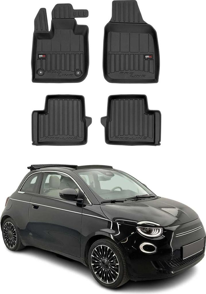 2020-2025 Fiat 500E tappetini TPE nero 4 pz Immagine del prodotto 