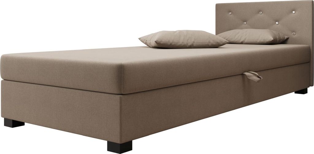 AURA SOFA Boxspringbett OLET 110x195 Komplett-Set mit Bonell Matratze, Polsterbett mit Bettkästen - Bronze, SAWANA 24