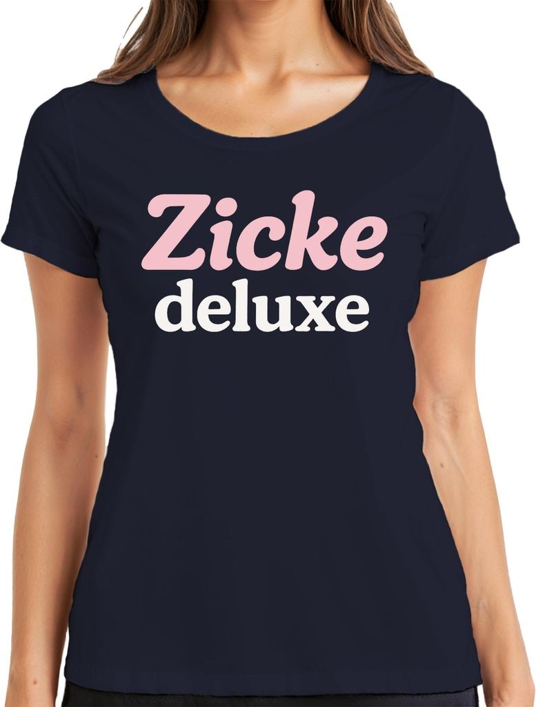 Zicke deluxe frech Spruch Frauen Damen Geschenk rosa Pastell Damen T-Shirt, Navy, XXL